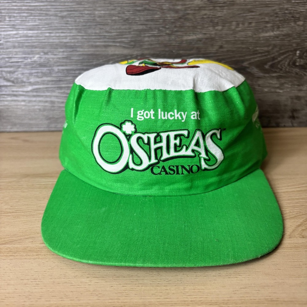 Vintage 90s O'Sheas Casino Hat Flamingo Hilton Las Vegas Leprechaun Cap 1990s